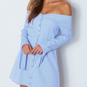 White Fox Boutique Mini Dress Blue/White Stripe